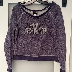 Harley-Davidson purple crop wide neck sweatshirt S